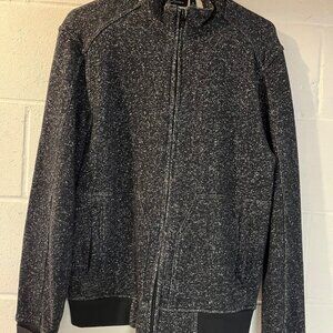 Marc Anthony Mens Black Speckle Slim Fit Zip Jacket Shirt